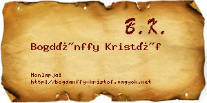Bogdánffy Kristóf névjegykártya